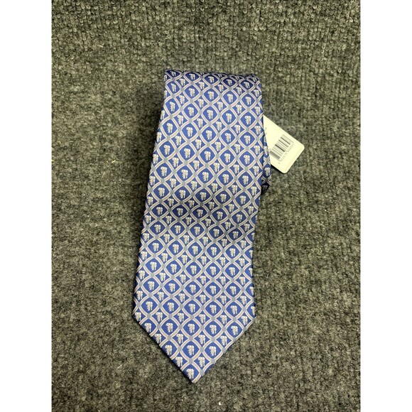 JIM THOMPSON Elephant Pattern Silk Jacquard Neck Tie Blue NWT - Picture 1 of 5